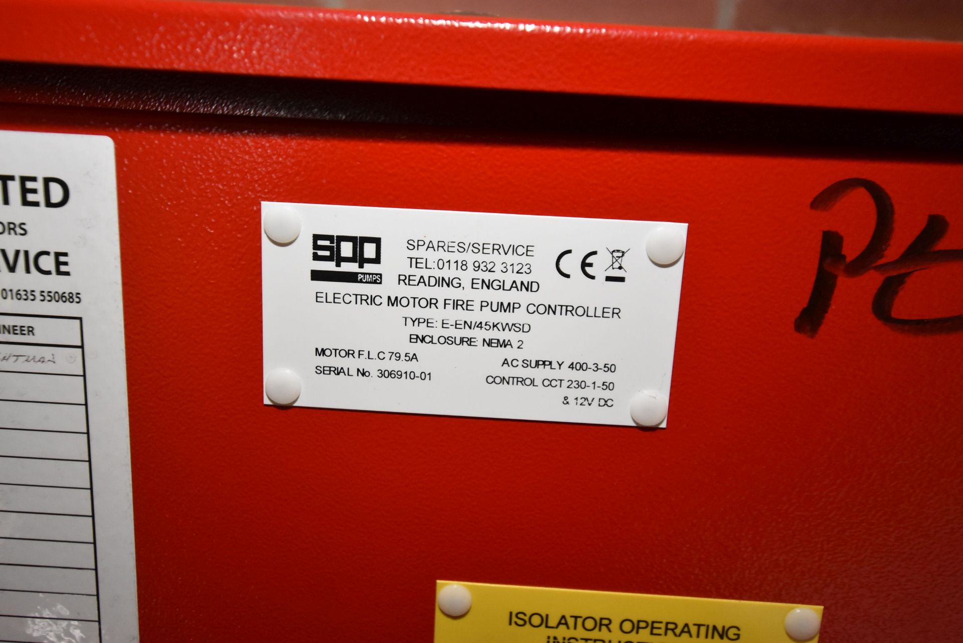 SPP KM08E Fire Water Pump, serial no. 1846032/1A, 33.34L/S cap., with Weg 45kW electric motor, - Image 9 of 11