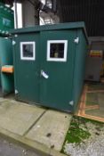 Morgan GRP Building, approx. 2.6m x 2m x 2.25m high, with cupboard units and worktop contents (There