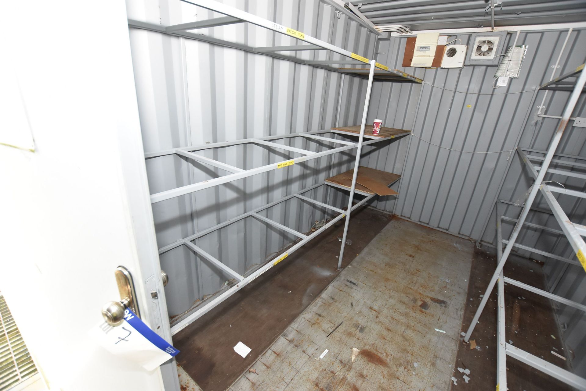 Steel Cargo Container (former Stores), 12m long, with steel racking throughout (upper container – - Image 7 of 7