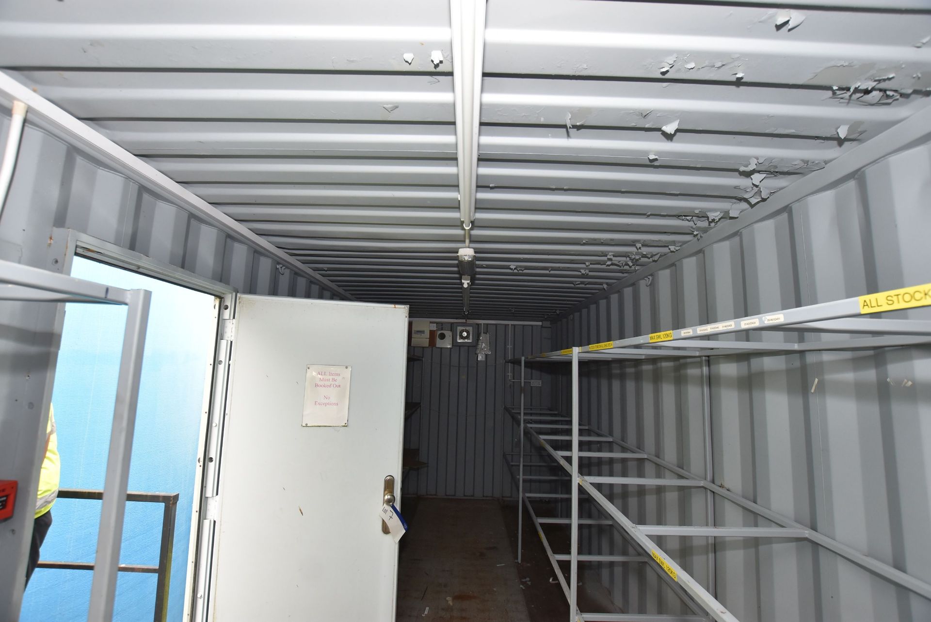 Steel Cargo Container (former Stores), 12m long, with steel racking throughout (upper container – - Image 6 of 7