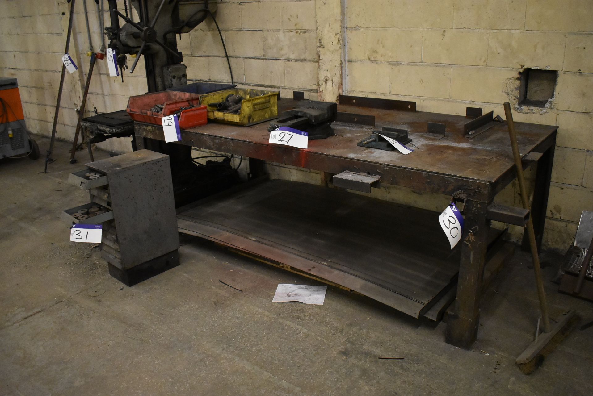 Steel Welding Bench, approx. 2.5m x 1.25m