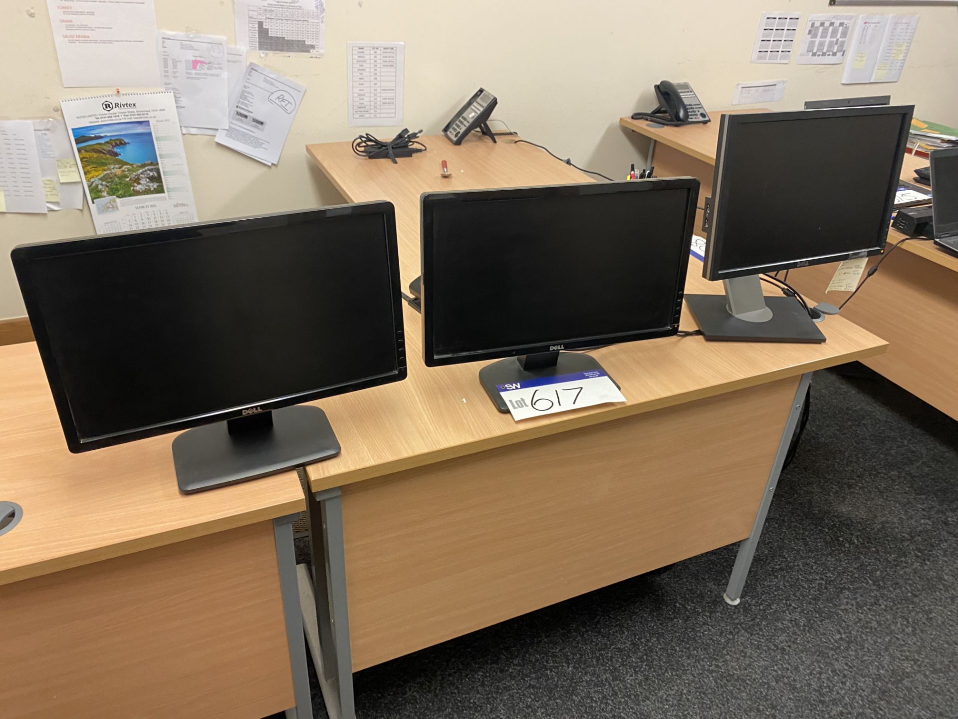 Three Dell Flat Screen Monitors