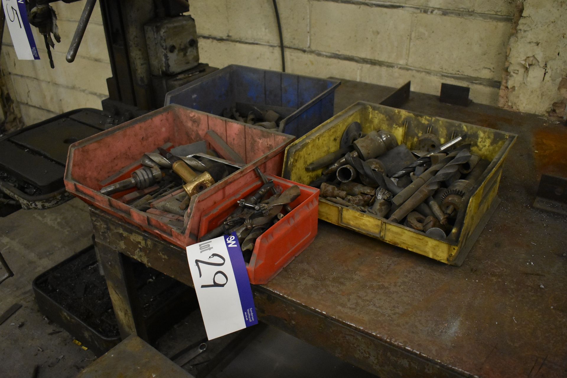 Assorted Drills & Equipment, in four plastic stack