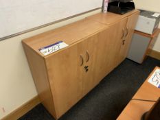 Two Dark Oak Veneered Double Door Cabinets