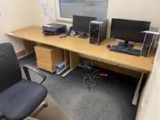 Two Light Oak Veneered Cantilever Framed Desks, wi