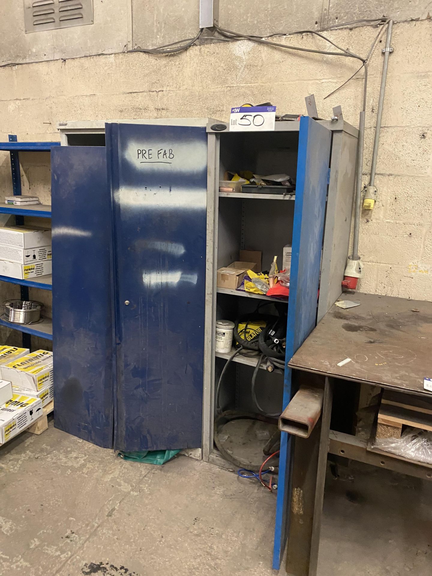 Two Steel Cabinets, including welding consumables