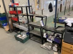 Four Assorted Multi-Tier Steel Stock Racks, up to