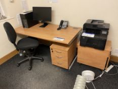 Light Oak Veneered Cantilever Framed Desk, with tw