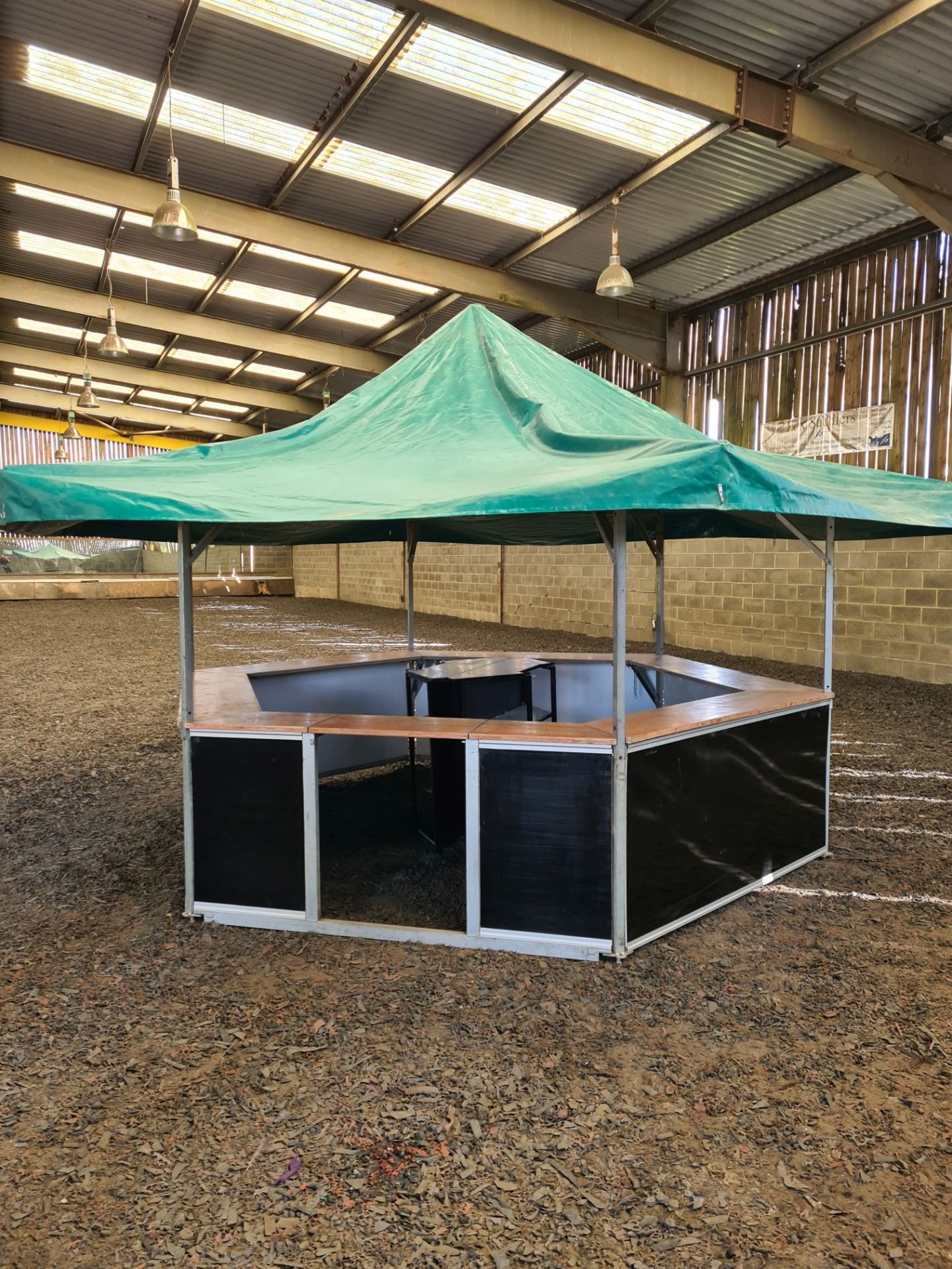 Hexagonal Pavillion / Bar, Steel Framed with Wooden Counter Tops, 3660mm width, 2000mm Counter Tops,