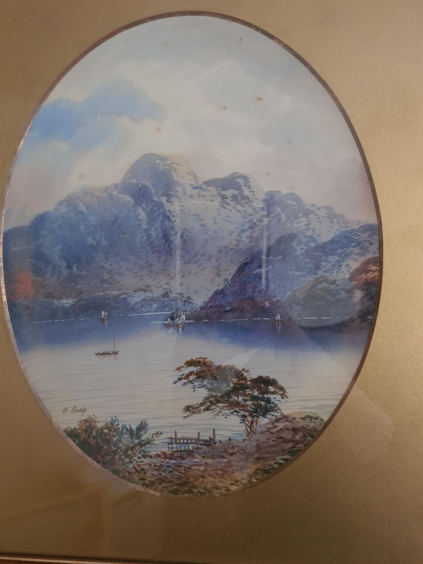 Signed Framed Watercolour Lake Scene by Edwin Earp (1851 0 1945), 20" x 23" - Image 2 of 4