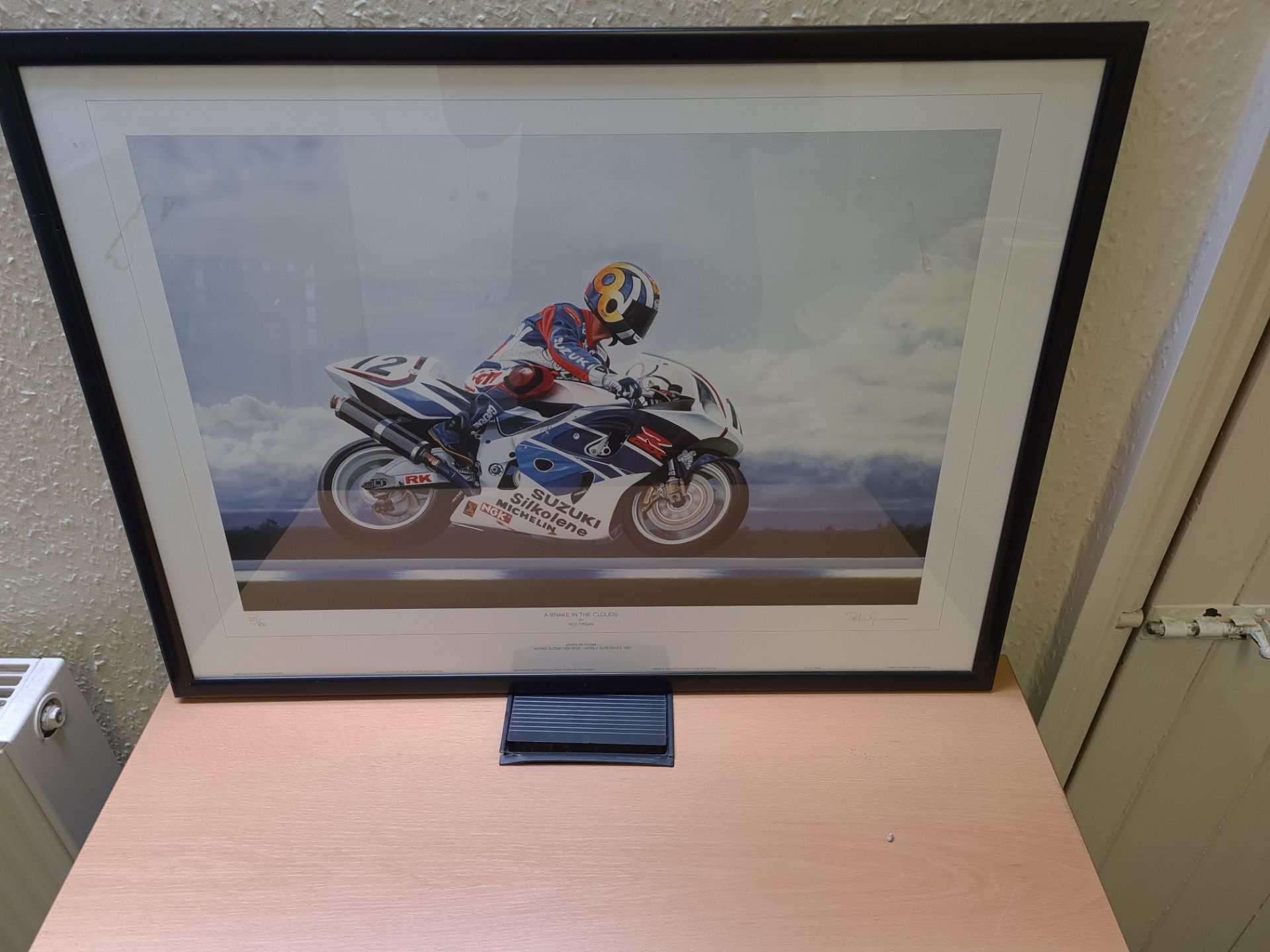 Framed Limited Edition Print of James Whitham on Works Suzuki - World Superbikes 1997 (7809/850)