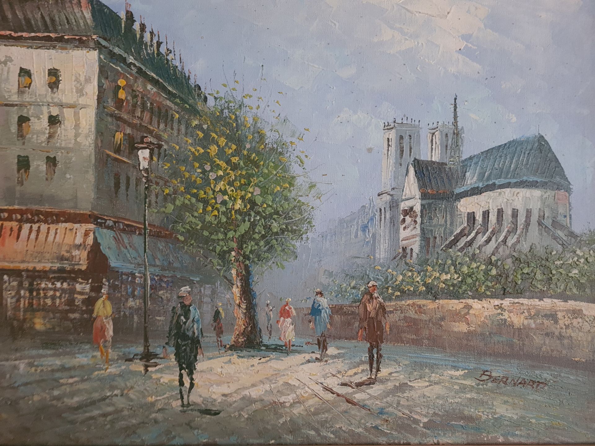 Signed Framed Oil on Canvas of Parisien Street Scene / Notre Dame by Emile Bernard (1868 - 1941), - Image 2 of 3