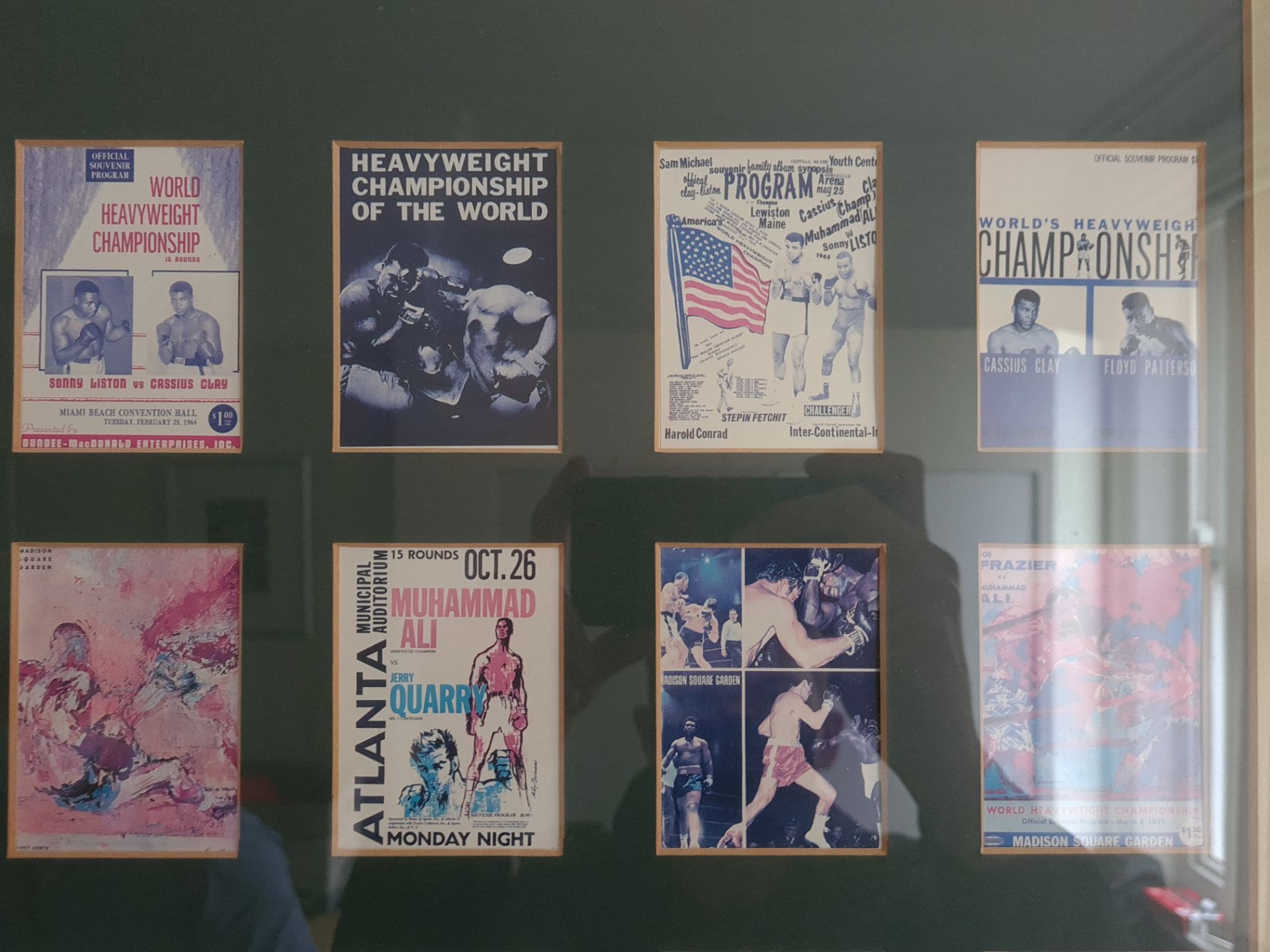 Framed Collection of 50 Boxing Fight Flyers for Cassius Clay / Ali, 30" x 36" - Image 3 of 5