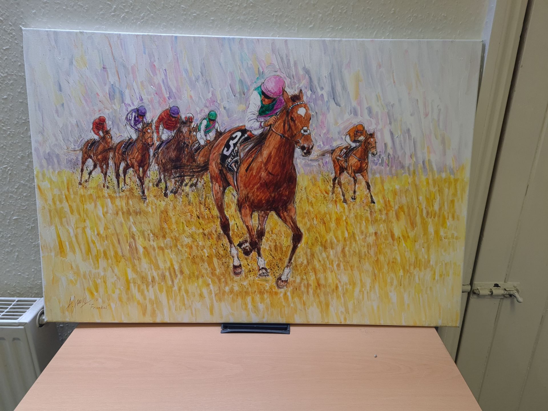 Signed Oil on Canvas Painting of Frankel, 24" x 36"