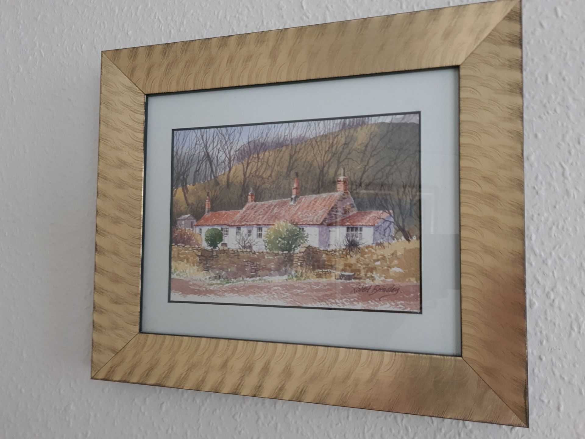 Signed Framed Watercoulour 'Cottage Scene' by Robert Brindley, 32cm x 27cm