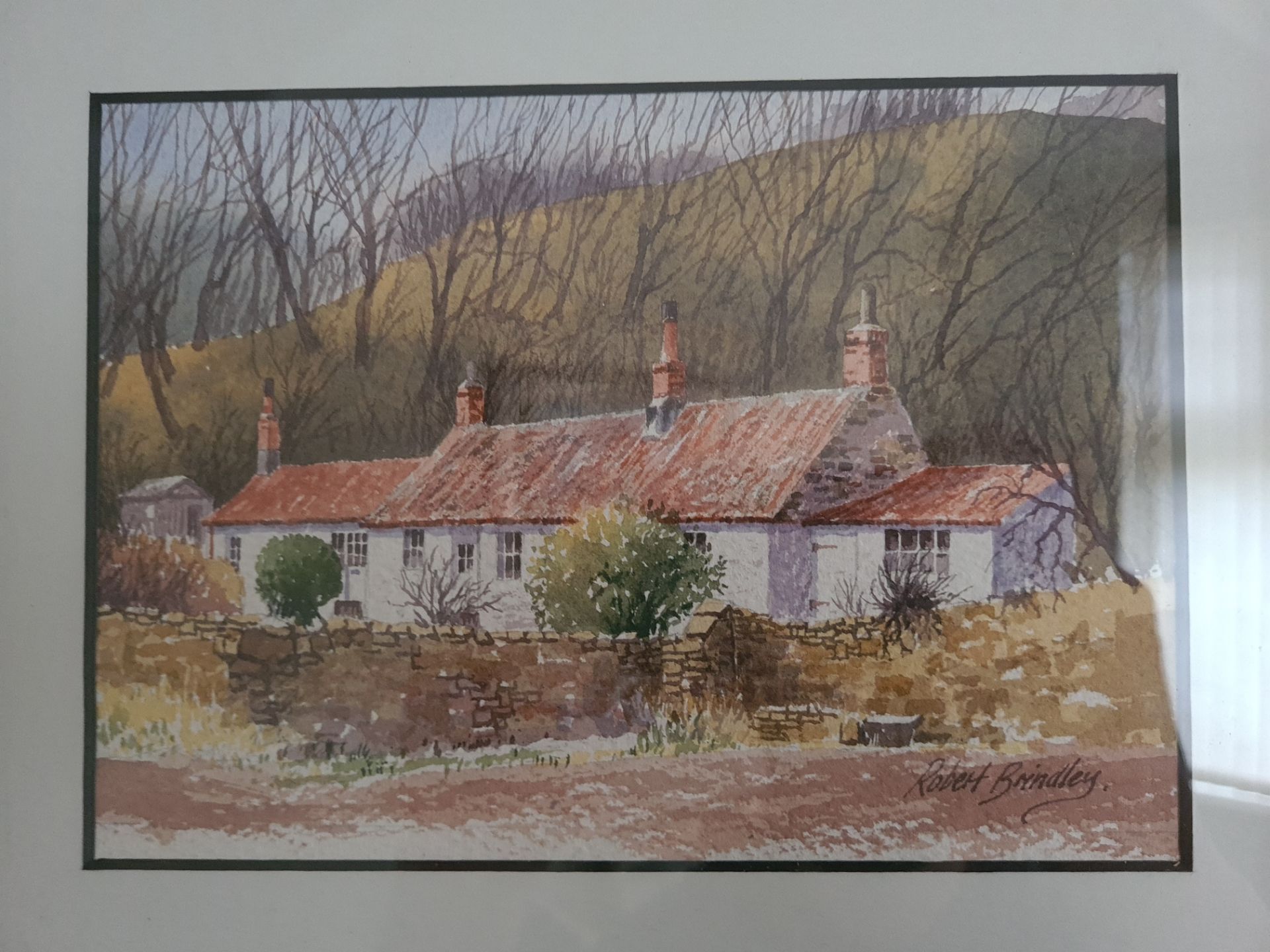 Signed Framed Watercoulour 'Cottage Scene' by Robert Brindley, 32cm x 27cm - Image 2 of 3