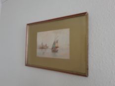 Signed Framed Watercolour Boat Scene by J Morgan, 46cm x 33cm