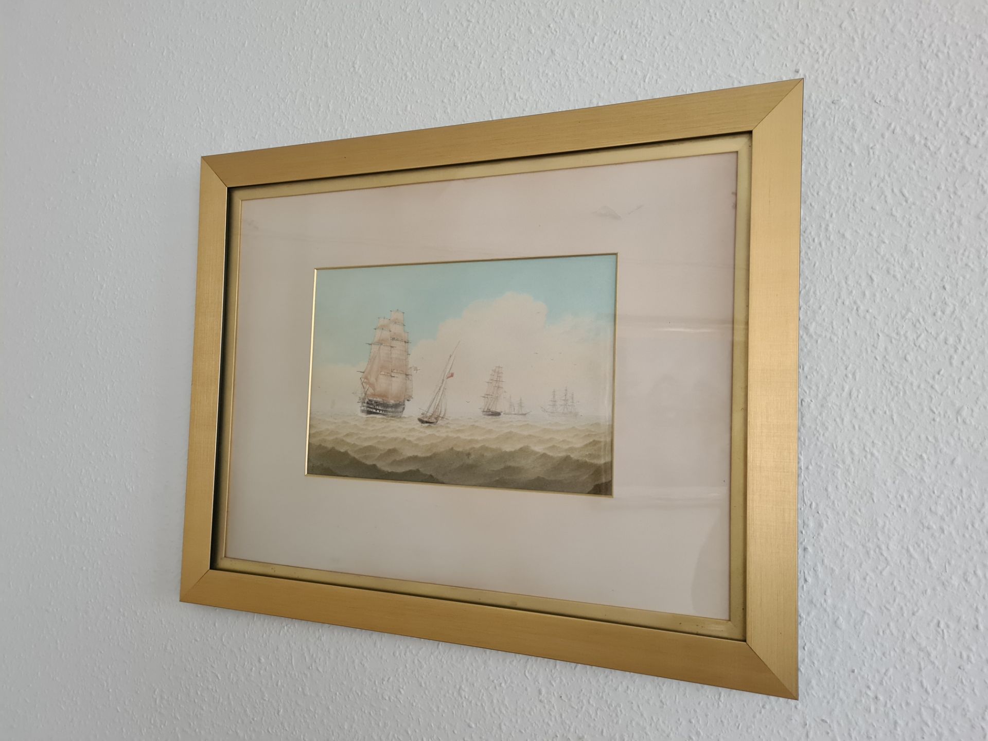 Signed Framed Watercolour Nautical Scene by FWS, 65cm x 51cm