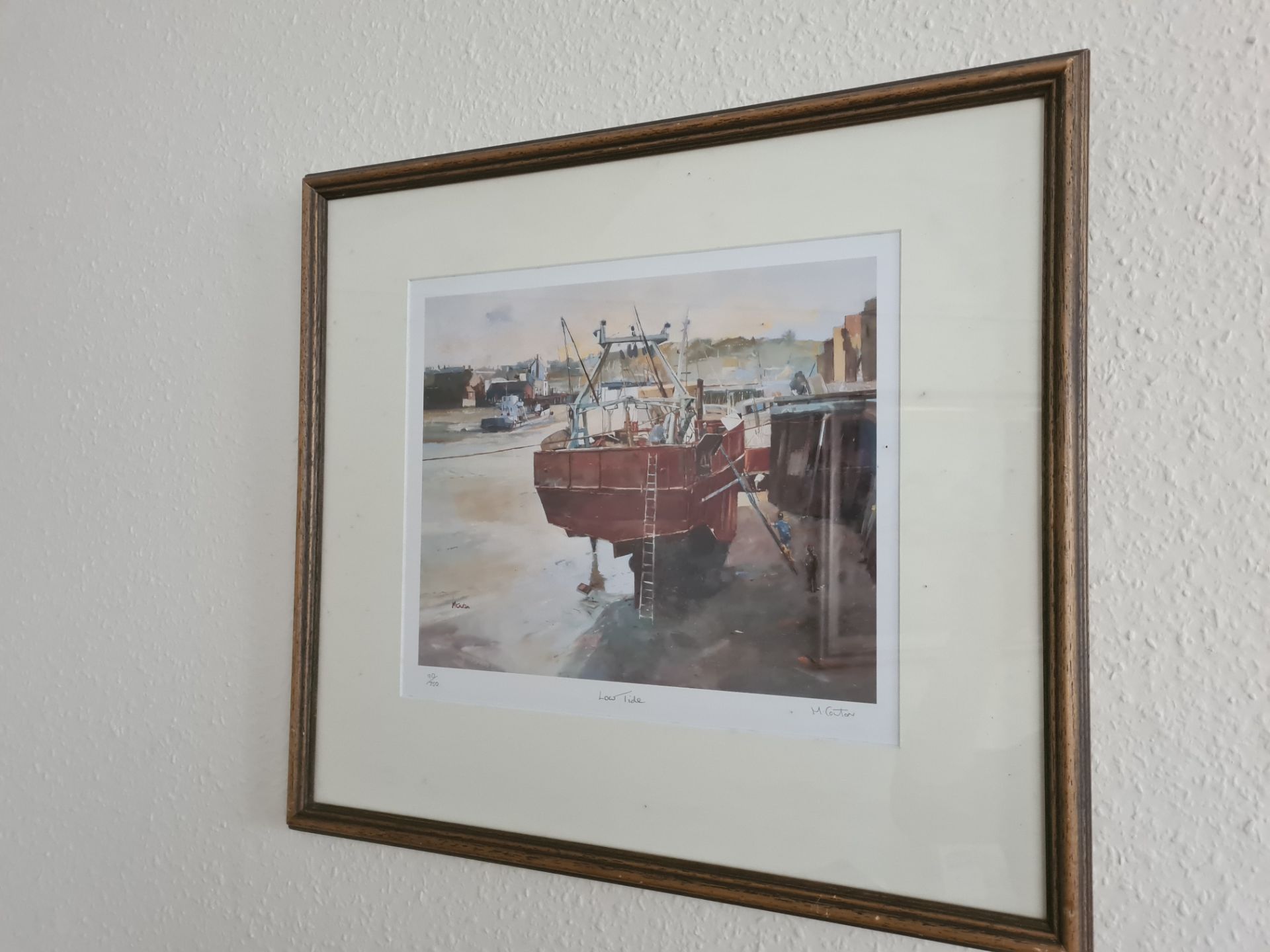 Signed Titled Framed Limited Edition Print ' Low Tide' (9/750), by M Cowton, 20" x 18"