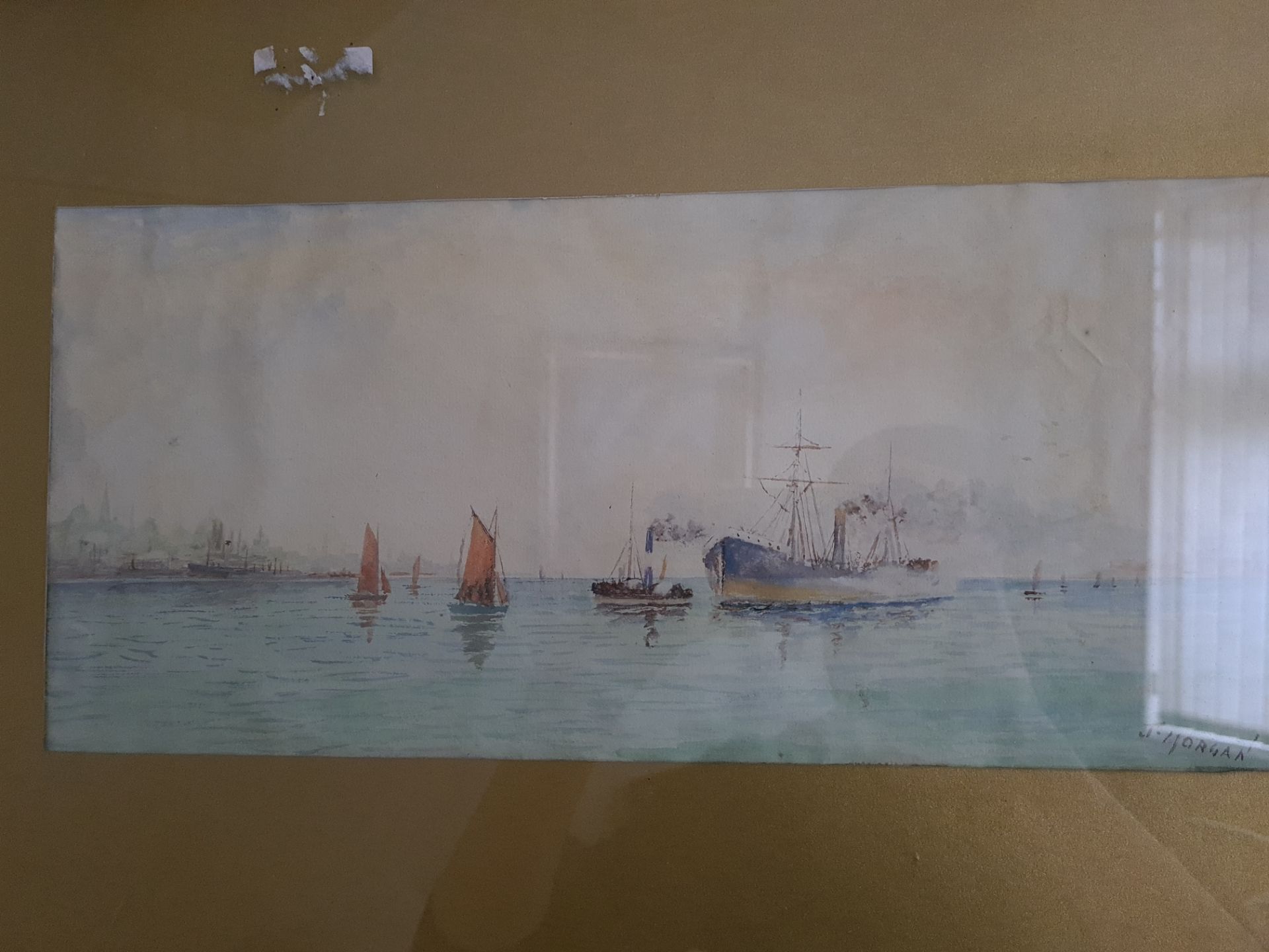 Signed Framed Watercolour Steam Ship and Sailing Boat Scene by J Morgan, 46cm x 33cm - Image 2 of 3