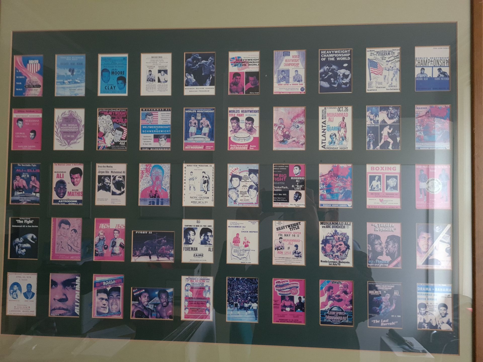 Framed Collection of 50 Boxing Fight Flyers for Cassius Clay / Ali, 30" x 36" - Image 2 of 5