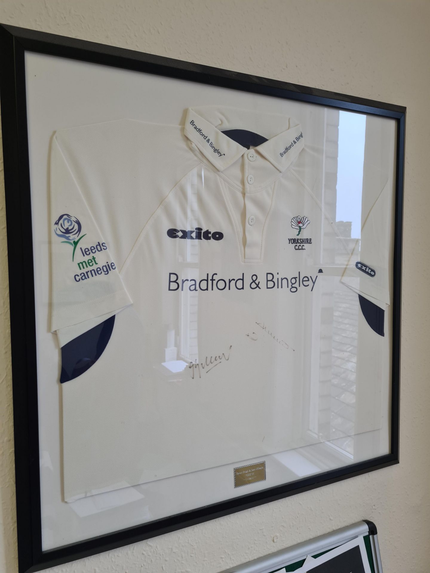 Signed Framed Yorkshire County Cricket Shirt signed by Gough & Gillespie (2007)