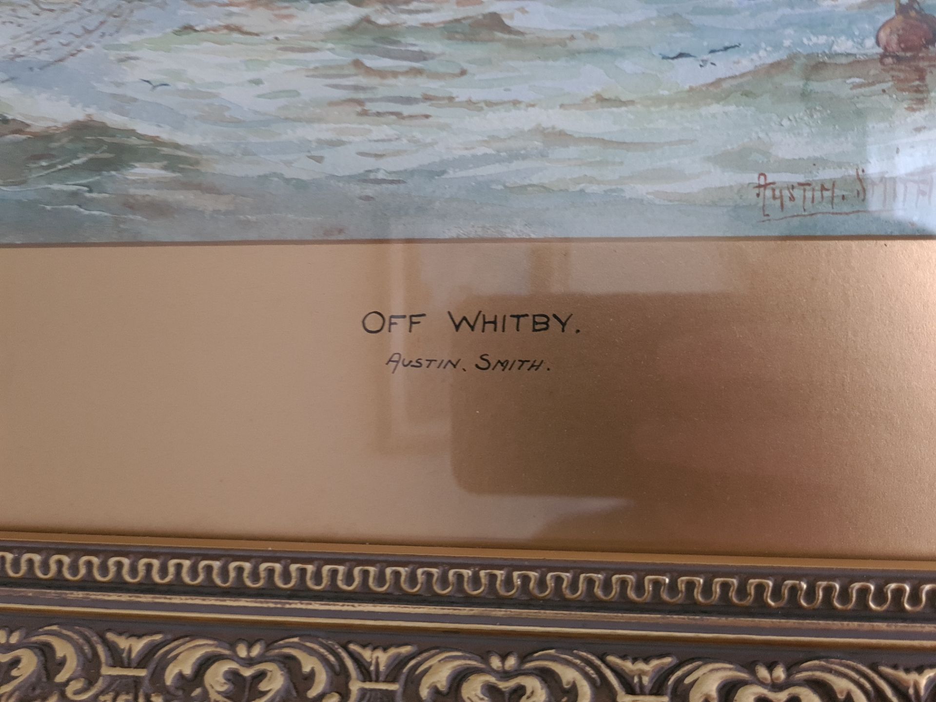 Signed and Titled Framed Watercolour 'Off Whitby' by Anton Smith, 37cm x 45cm - Image 3 of 4