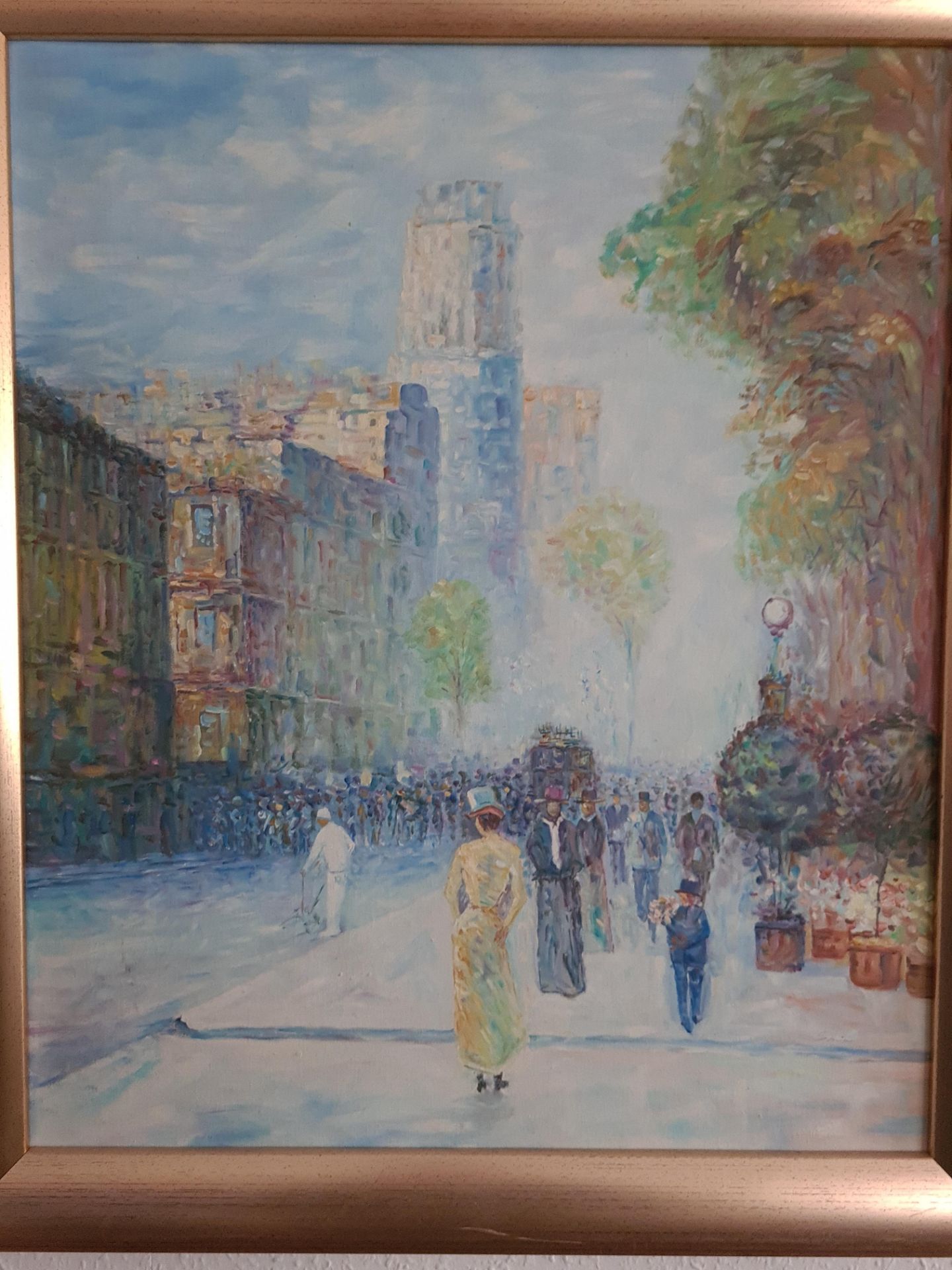 Signed Framed Oil on Canvas Street Scene, Leaning Tower of Piza, 60cm x 70cm - Image 2 of 3