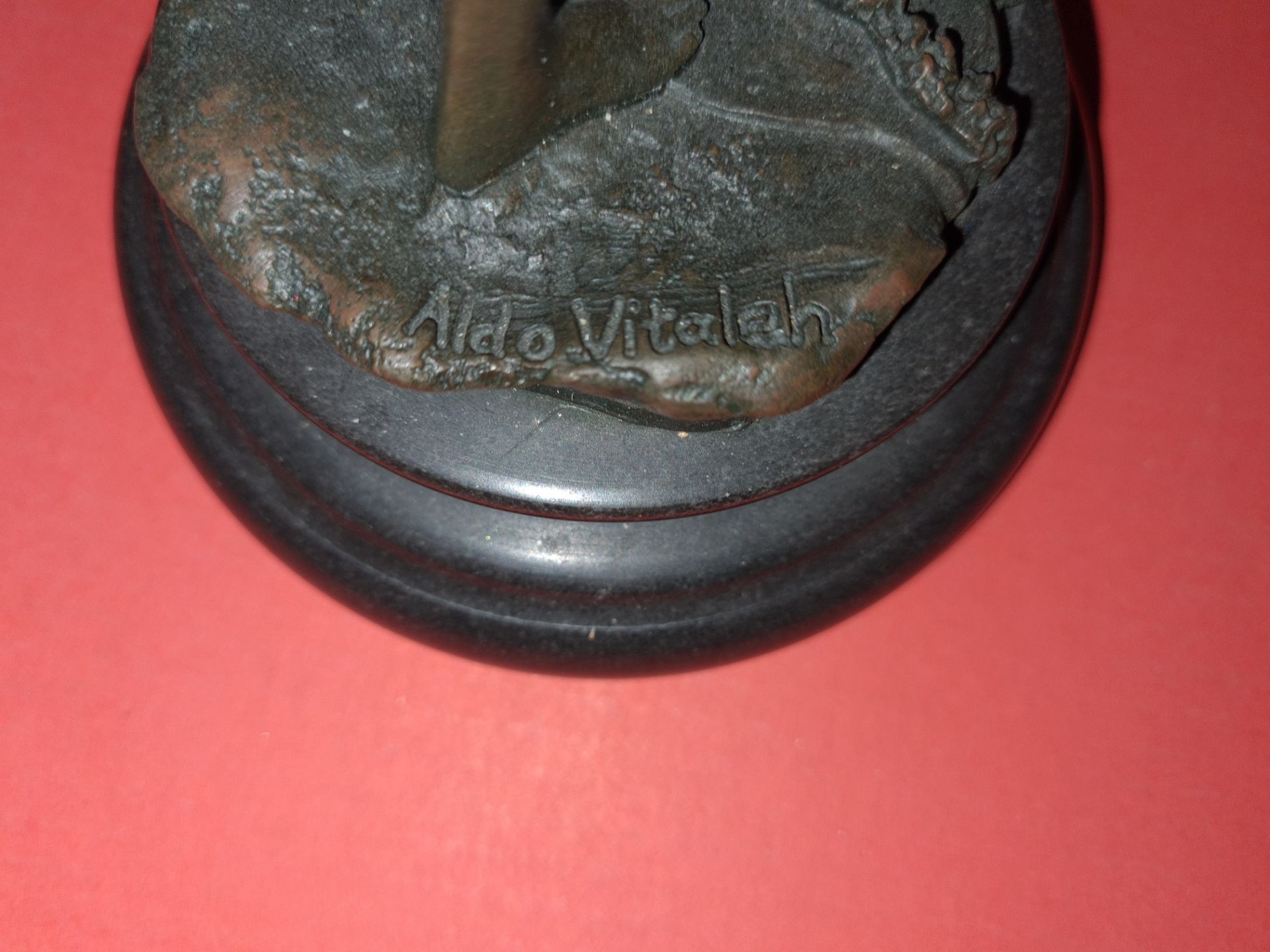 Bronze Nude Stauete signed by Aldo Vitaleh, 12" high - Image 3 of 3