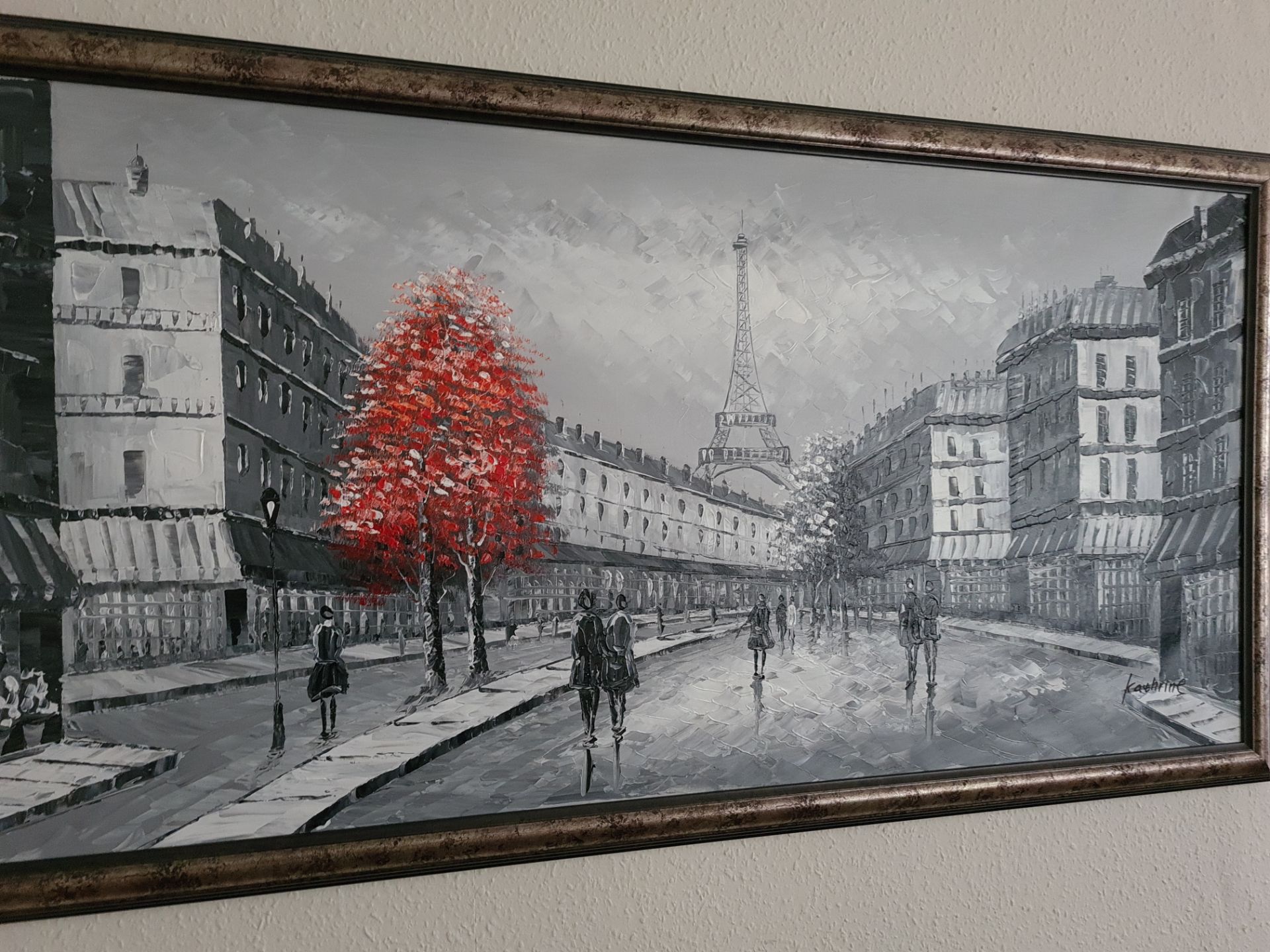 Framed Oil on Canvas Painting of Parisien Street Scene by Kathrine - Image 2 of 5