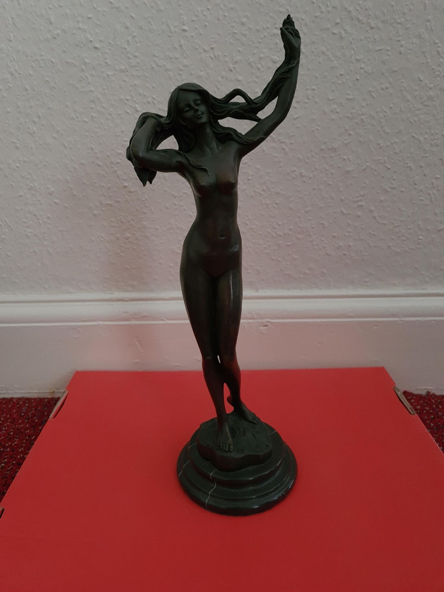 Bronze Nude Statuete signed by Jean Padou, 14" high - Image 2 of 3