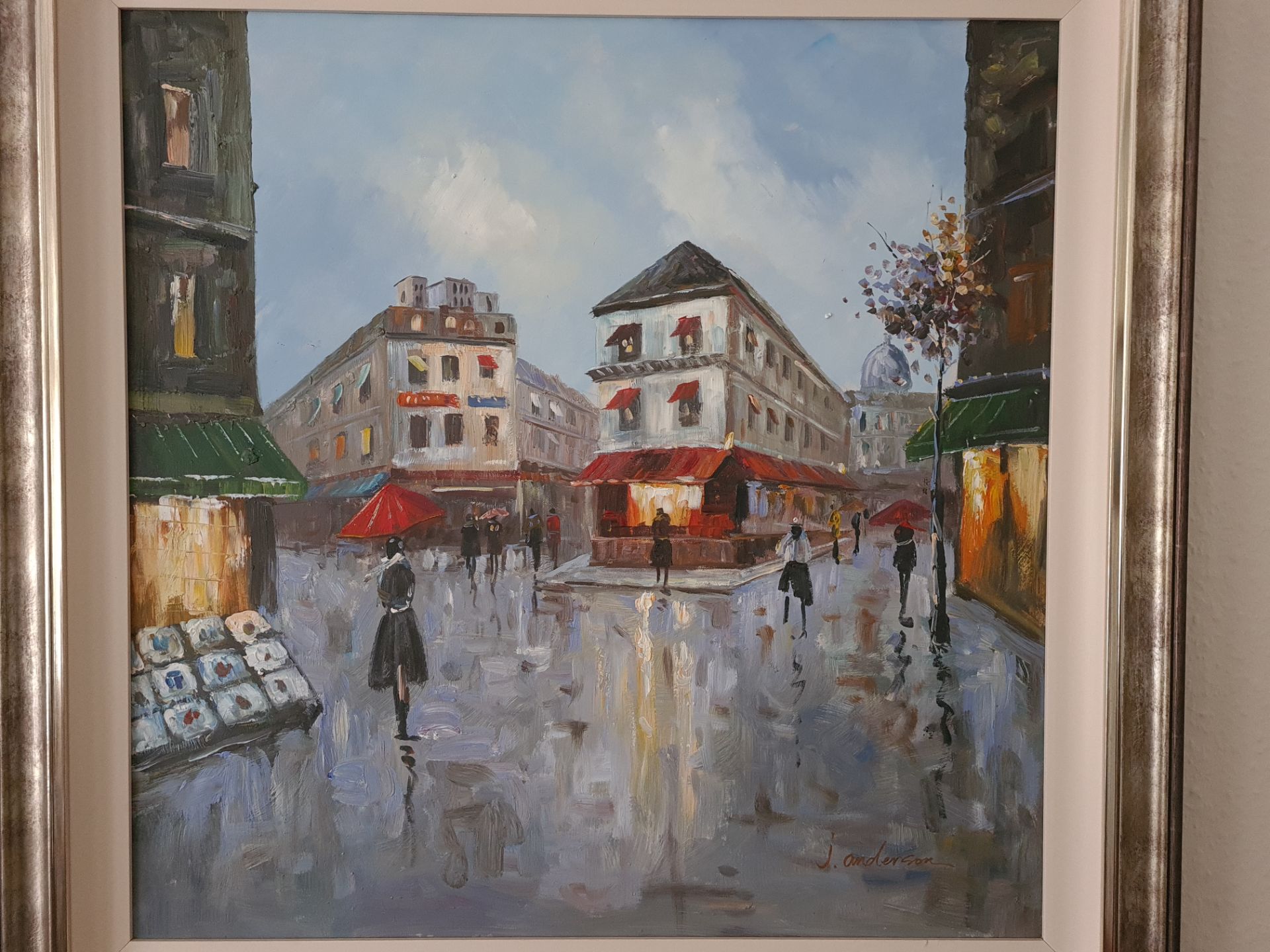 Signed Framed Oil on Canvas Painting of Parisien Street Scene by J Anderson (1827 - 1907), 94cm x - Image 2 of 3