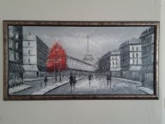 Framed Oil on Canvas Painting of Parisien Street Scene by Kathrine