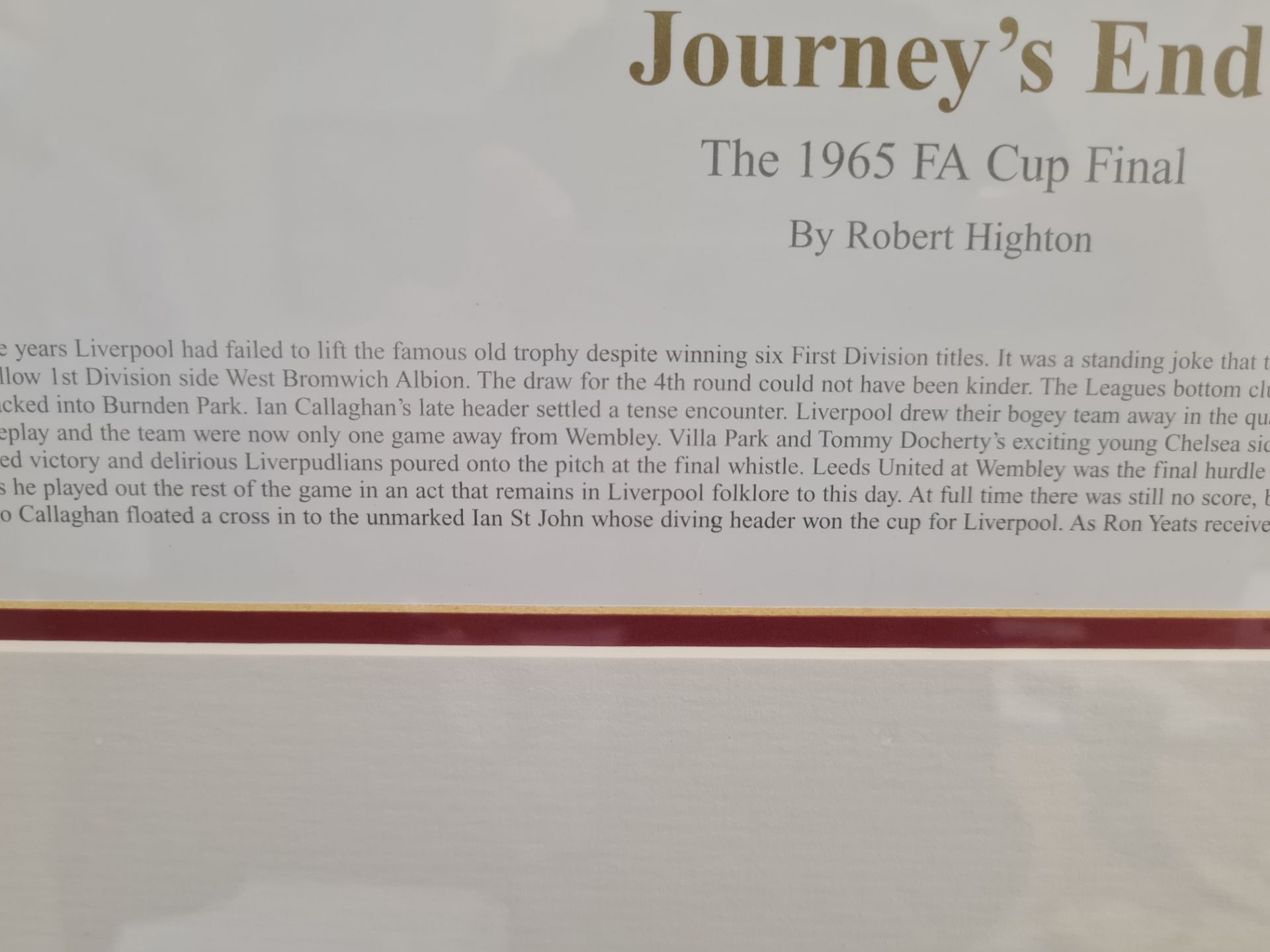 Framed Limited Edition Print ' Journeys End' 1965 FA Cup Final (233/600) - Image 6 of 8
