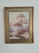Signed Framed Watercolour Countryside Scene by T Cossins, 34cm x 42cm