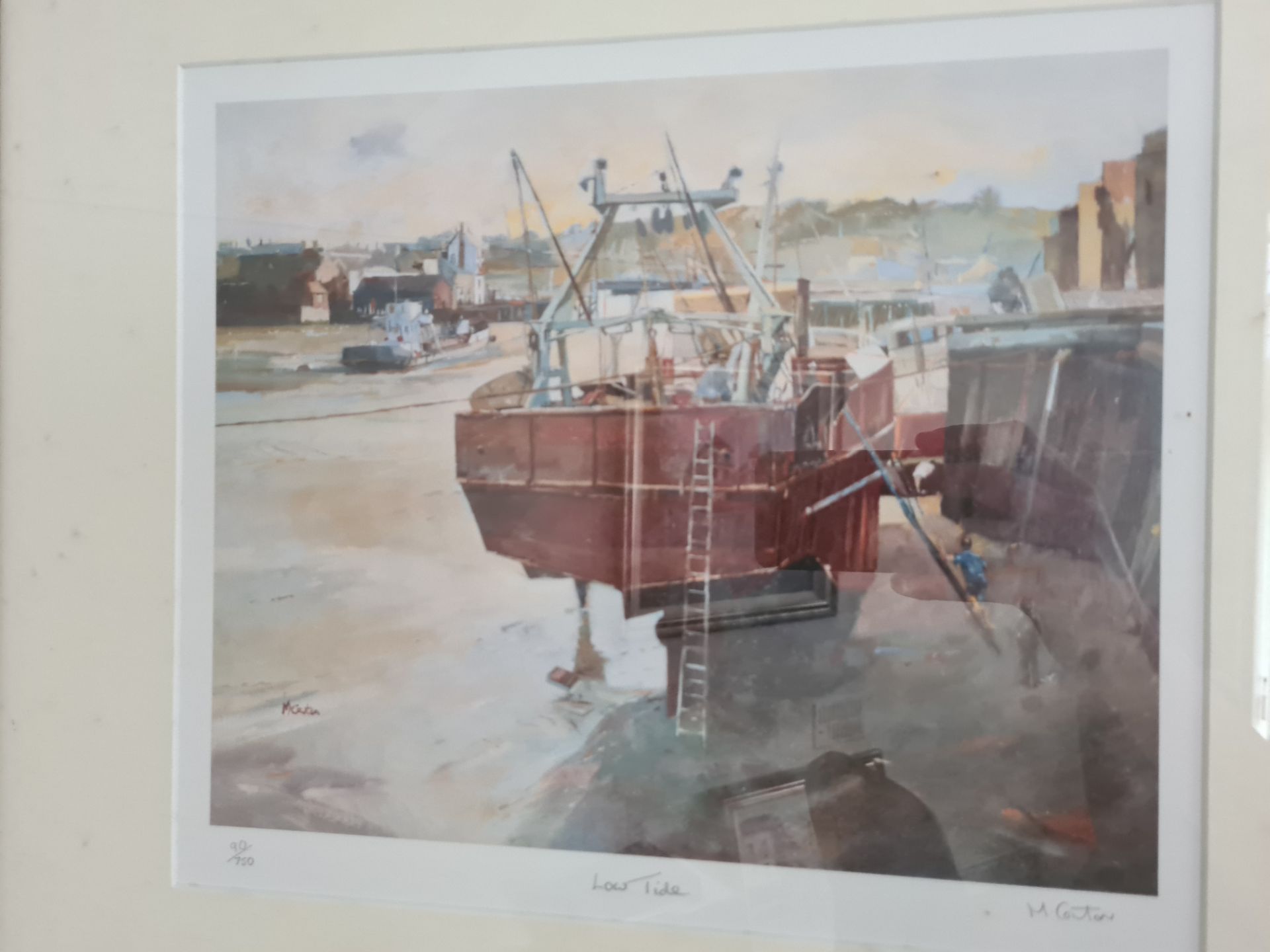 Signed Titled Framed Limited Edition Print ' Low Tide' (9/750), by M Cowton, 20" x 18" - Image 2 of 5