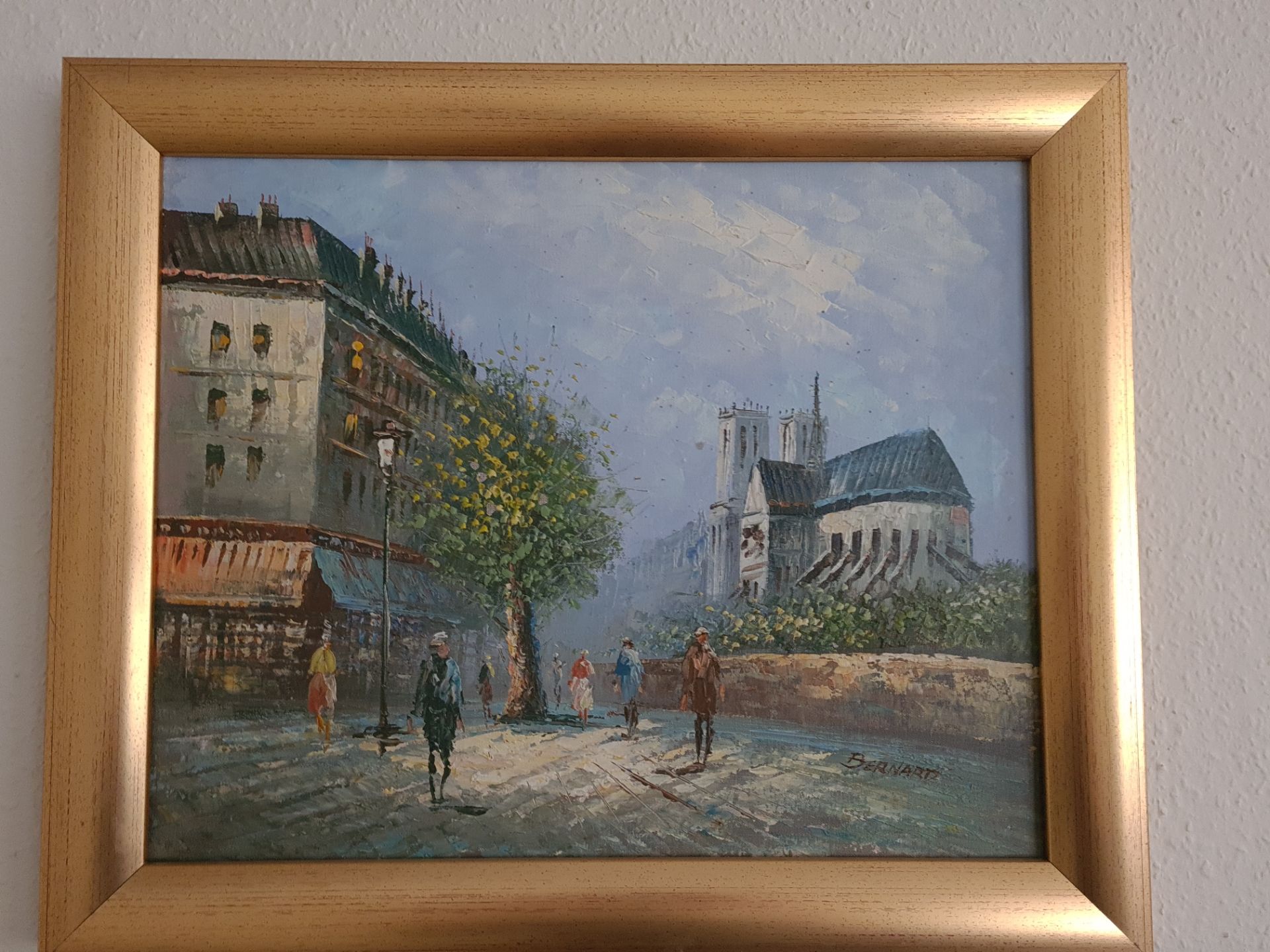 Signed Framed Oil on Canvas of Parisien Street Scene / Notre Dame by Emile Bernard (1868 - 1941),
