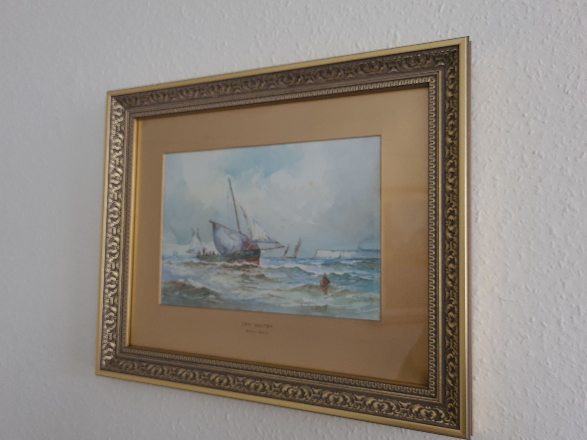 Signed and Titled Framed Watercolour 'Off Whitby' by Anton Smith, 37cm x 45cm