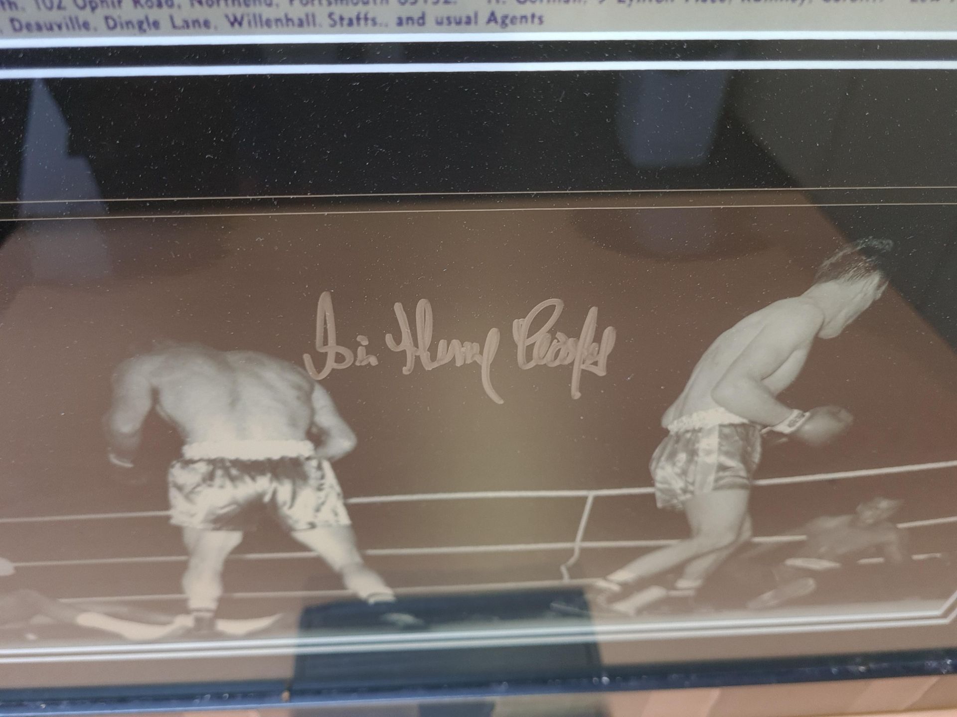 Signed Framed Photo & Advertising Flyer of Cassius Clay v Henry Cooper Fight 18/06/1963, signed by - Image 3 of 4