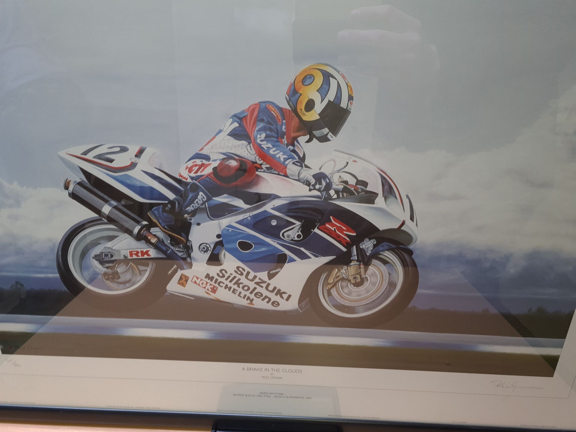 Framed Limited Edition Print of James Whitham on Works Suzuki - World Superbikes 1997 (7809/850) - Image 2 of 4