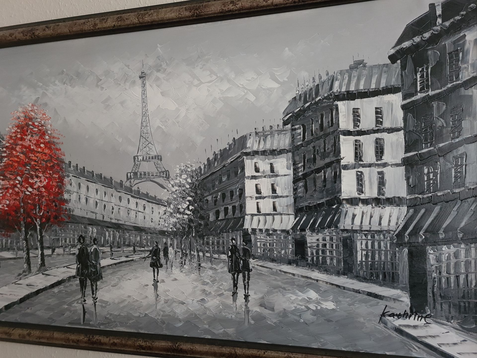 Framed Oil on Canvas Painting of Parisien Street Scene by Kathrine - Image 4 of 5