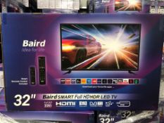 12 Boxed Unused Baird 32" FULL HD TV's, with built