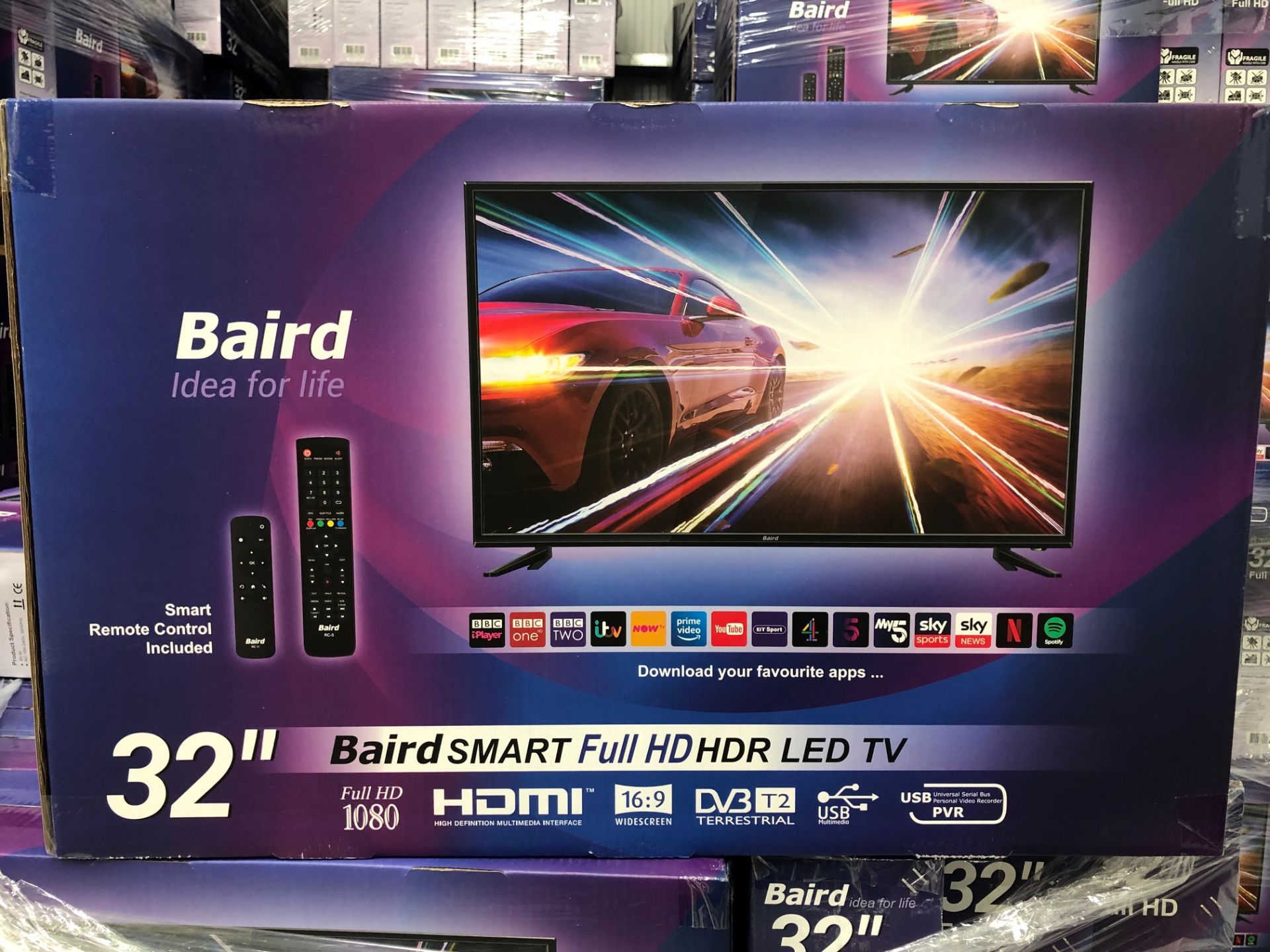Ten Boxed Unused Baird 32" FULL HD TV's, with buil