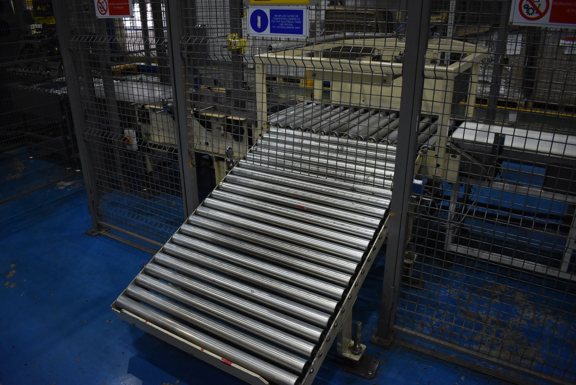 Reject Roller Conveyor, approx. 650mm x 1.25m long, with roller discharge conveyor approx. 970mm x