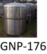 2000L Stainless Steel Single Skin Tank, with a dished bottom and 50mm centre bottom outlet,