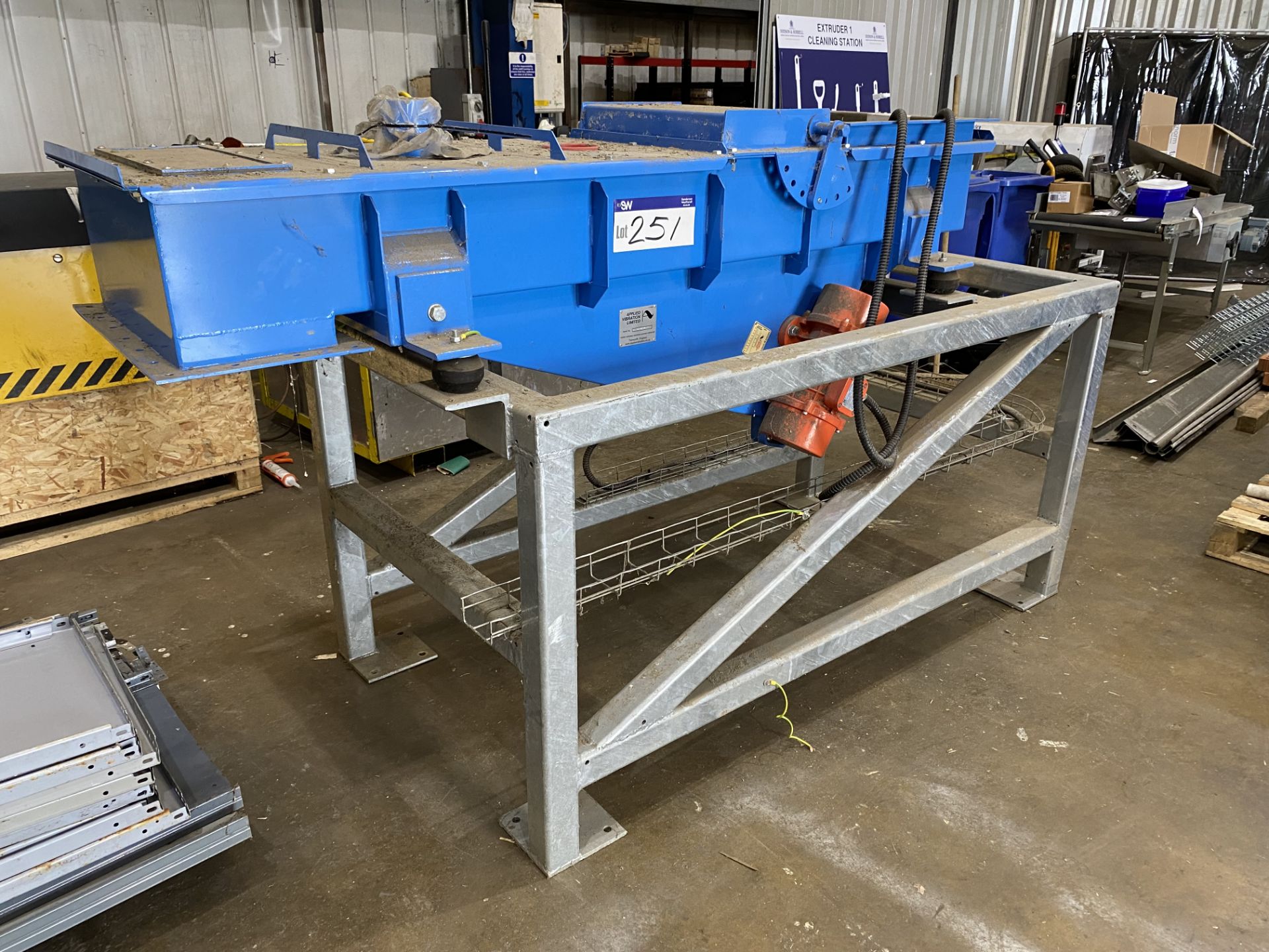 Applied Vibration Ltd STAINLESS STEEL VIBRATORY FEEDER, serial no. AV11761/16-1, approx. 2m long x