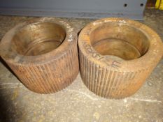 Two x Milltech 165 Coarse Fluted Roll Shells (understood to be new/ unused), free loading onto