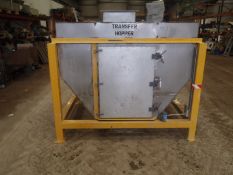 Stainless Steel Hopper, with fitted mild steel support frame, hopper approx. 1.87m long x 1.38m wide