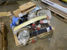 Assorted Equipment, on pallet, including band saw blades, rollers, roller conveyors and cable -