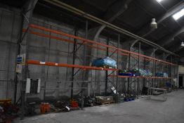 Seven Bay Mainly Two Tier Pallet Rack, approx. 19m long, 900mm x 4.2m high, comprising uprights,